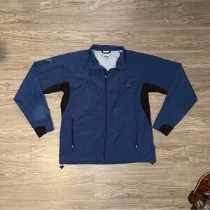 Colombia Titanium Jacket Mens L Navy Blue Hooded Full Zip Windbreaker Omni Tech